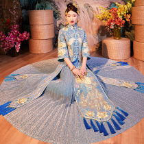 2021 blue Xiuhe dress bride new Chinese wedding dress Wedding show kimono wedding dress Xiuhe woman 2020