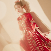 Summer thin show and dress for the bride 2022 new Chinese wedding dress wedding gown red new show and summer style