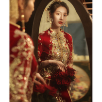 Velvet Xiuhe 2020 New Wedding Dress Heavy Industry Xiuhe Bride Show Kimono Women Winter Toast 2021