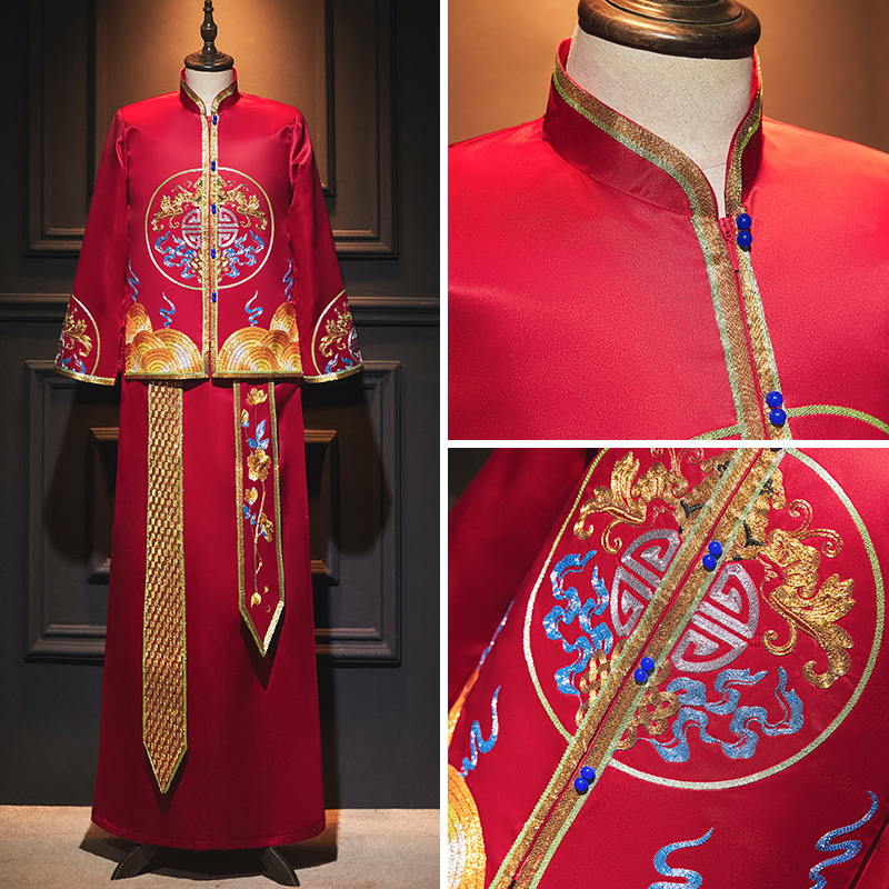Xiu Yu nam 2020 mới chú rể cưới Trung Quốc váy chương trình phong cách Trung Quốc của nam giới cho thấy kimono Tang chiếc váy mùa hè