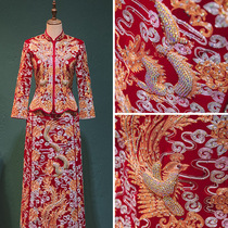 Velvet Dragon Feng Vest Big Five Fu Show And Suit Bride 2022 New Wedding Gown Woman Midway Wedding Dress Show Kimono