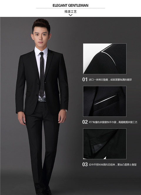 Bộ đồ vest nam công sở chuyên nghiệp trang trí phương tây trang trí cơ thể phù rể chú rể váy cưới màu đen áo nam