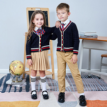 Kindergarten garden clothes spring and autumn clothes British style knitwear three-piece childrens school uniforms Winter School students class clothes College
