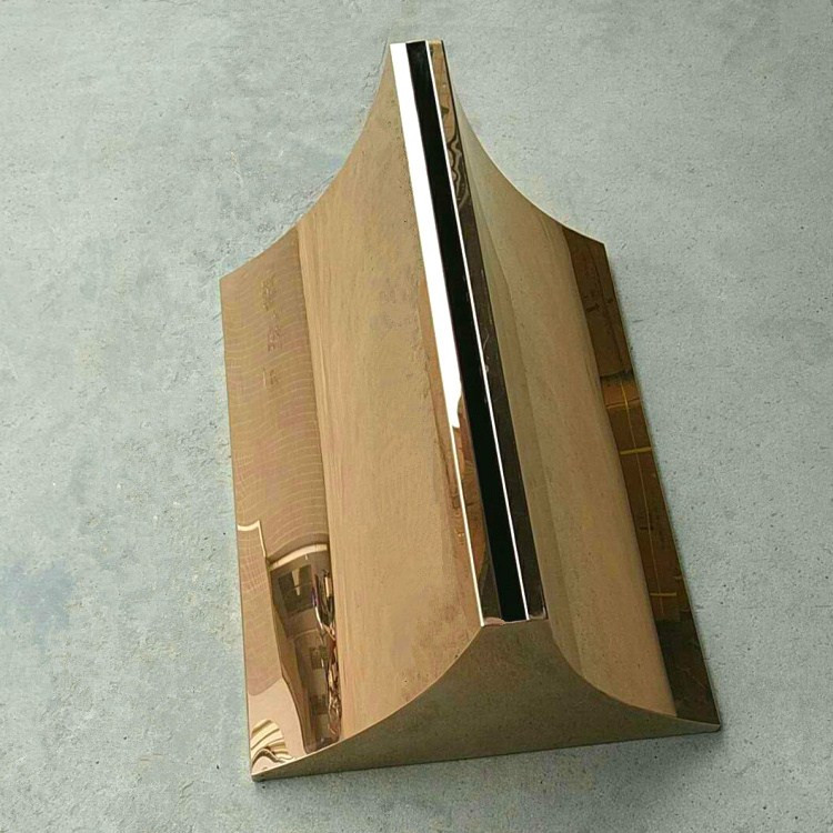 Rose gold stand plaza square tempered glass poster stand rose gold mirror curved water sign rose gold plinth