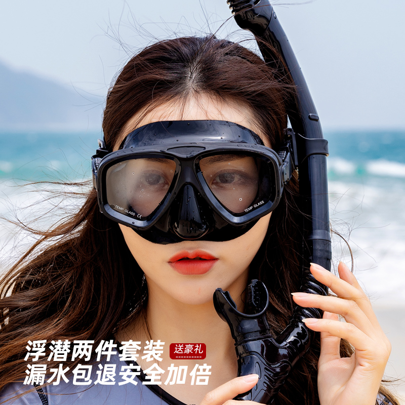 Diving Mirror Anti-Fog Snorkeling Triple Treasure Suit Full Dry Type Sucker Myopia Adult Diving Mirror Hood Swimming Gear