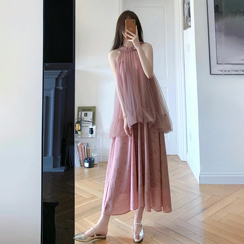 Set, summer dress, sleeves suitable for photo sessions, scarf, long skirt, mid-length Set, summer dress, sleeves suitable for photo sessions, scarf, long skirt, mid-length