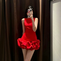 Красная летняя мини-юбка без рукавов, облегающий крой, с открытой спиной, подходит для подростков, подарок на день рождения