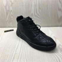 Factory tail single mens shoes autumn new leather casual elastic belt comfortable wear-resistant breathable Mens thin velvet high-top leather shoes