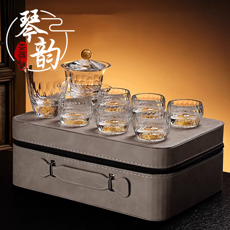 High-End Crystal Tea Set 2025 New Model Glass Chinese-Style Tea Brewing Teapot Complete Set for Camping Outdoor Travel Tea Set