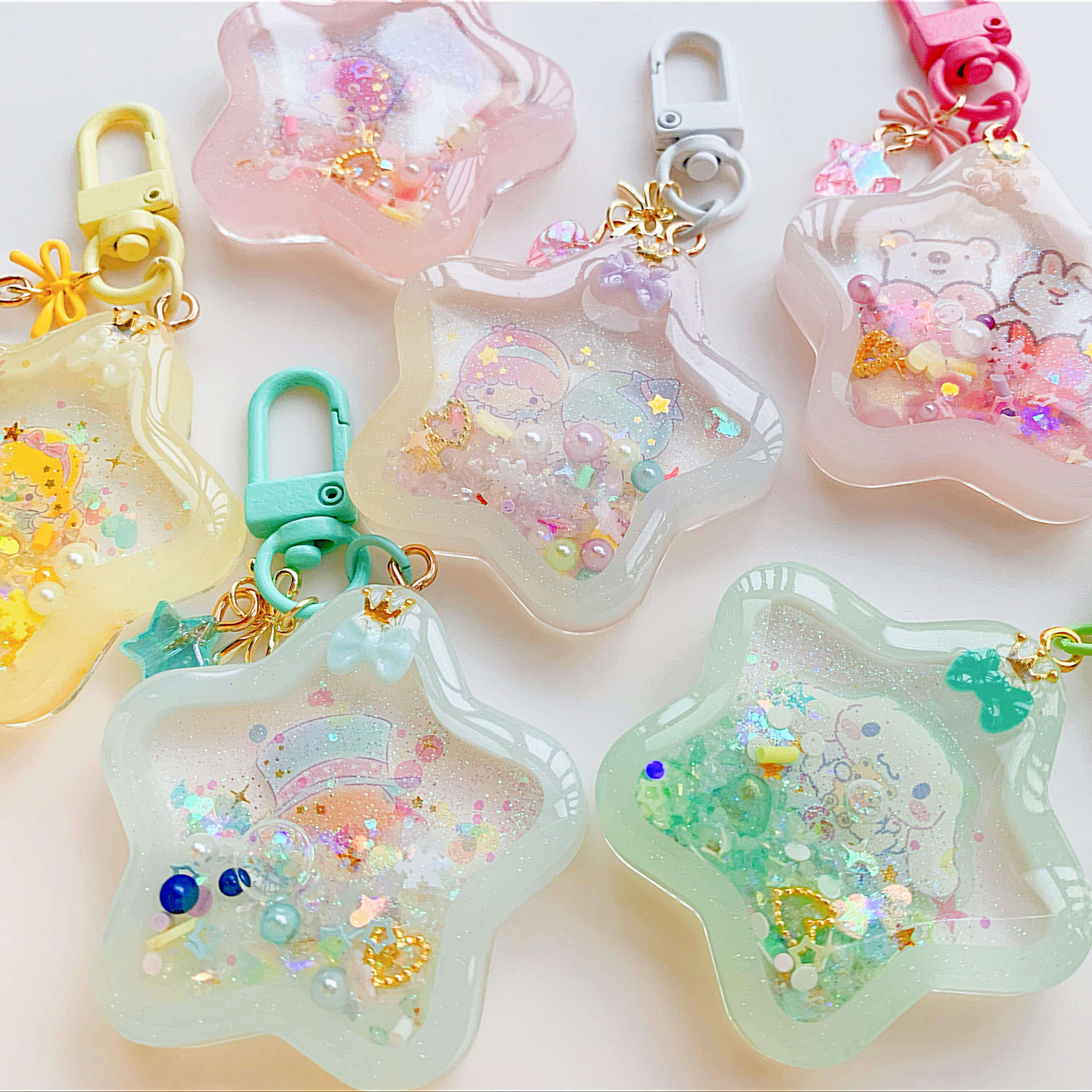 Big Mont Tooth Chasing Stars Girl Drop Glue Cherry Streaming Sand Lucky Stars Germination Airpods Shell Hand Ledger bag pendant