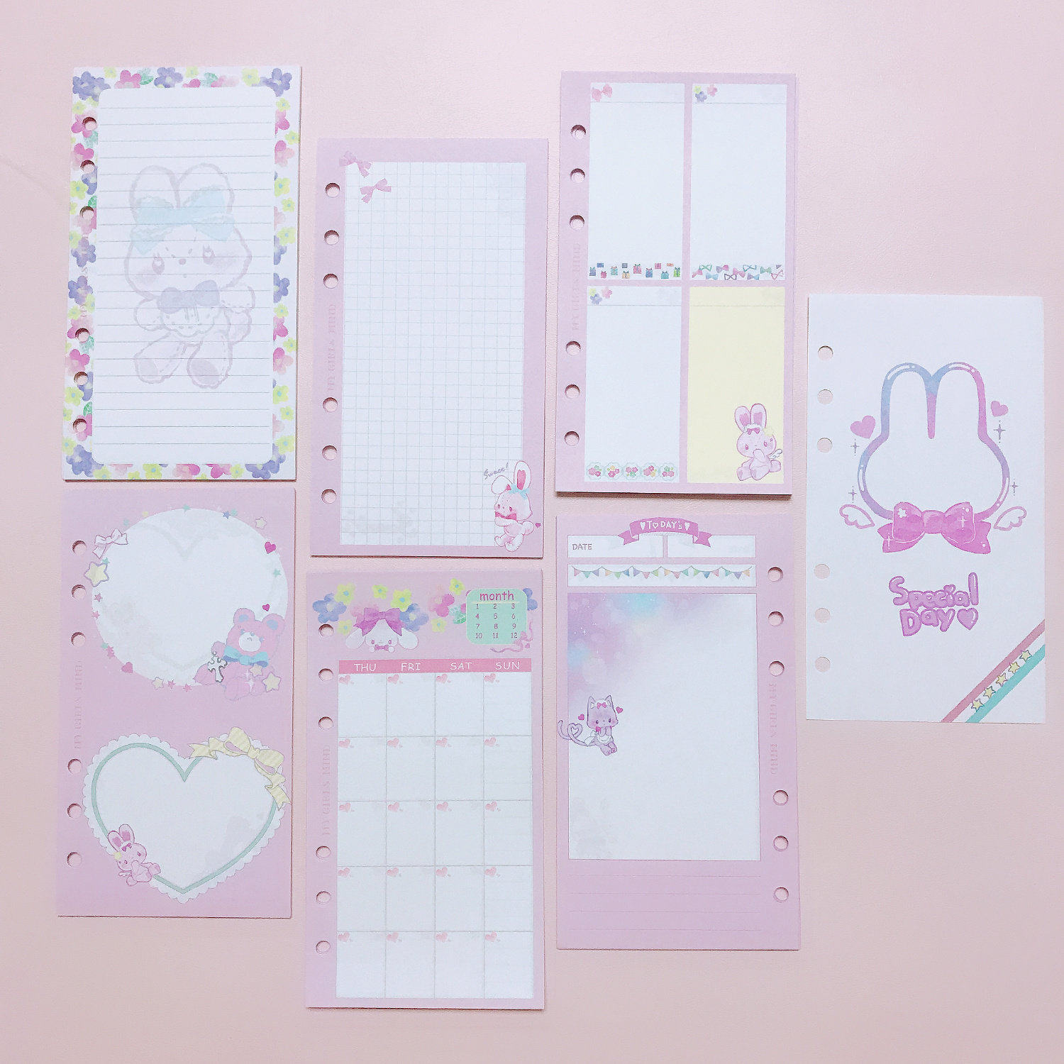 Cute Rabbit Cute Colorful page Inner page a6 Six holes loose leaf inner page replacement core