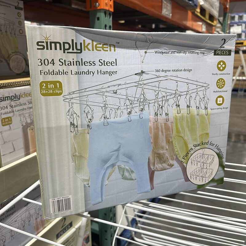 Costco Special Offer Simplykleen Stainless Steel Drying Rack, Foldable Clothes Rack, Sock and Underwear Clips, Windproof Costco Special Offer Simplykleen Stainless Steel Drying Rack, Foldable Clothes Rack, Sock and Underwear Clips, Windproof
