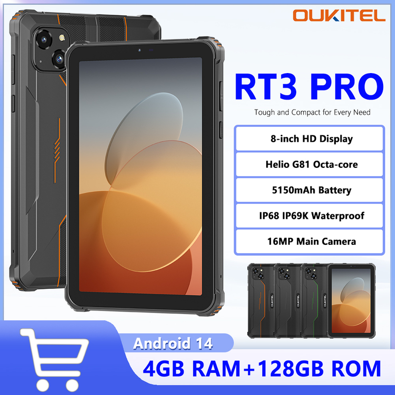 Cross-Border Oukitel Rt3 Pro 8-Inch 16+128Gb Nfc Full Network Compatibility Built-In Google 4g Rugged Tablet Original Factory