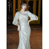 Вечернее платье, демисезонное платье подружки невесты, блестки для ногтей, юбка, лонгслив, коллекция 2021