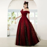 Бордовое вечернее платье, летняя юбка, открытые плечи, изысканный стиль