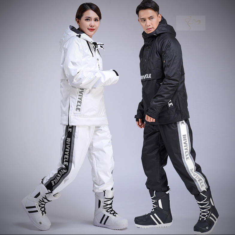 Ski suit men's snowboard waterproof plus cotton wear-resistant breathable Korean version of the couple's ski hoodie set women