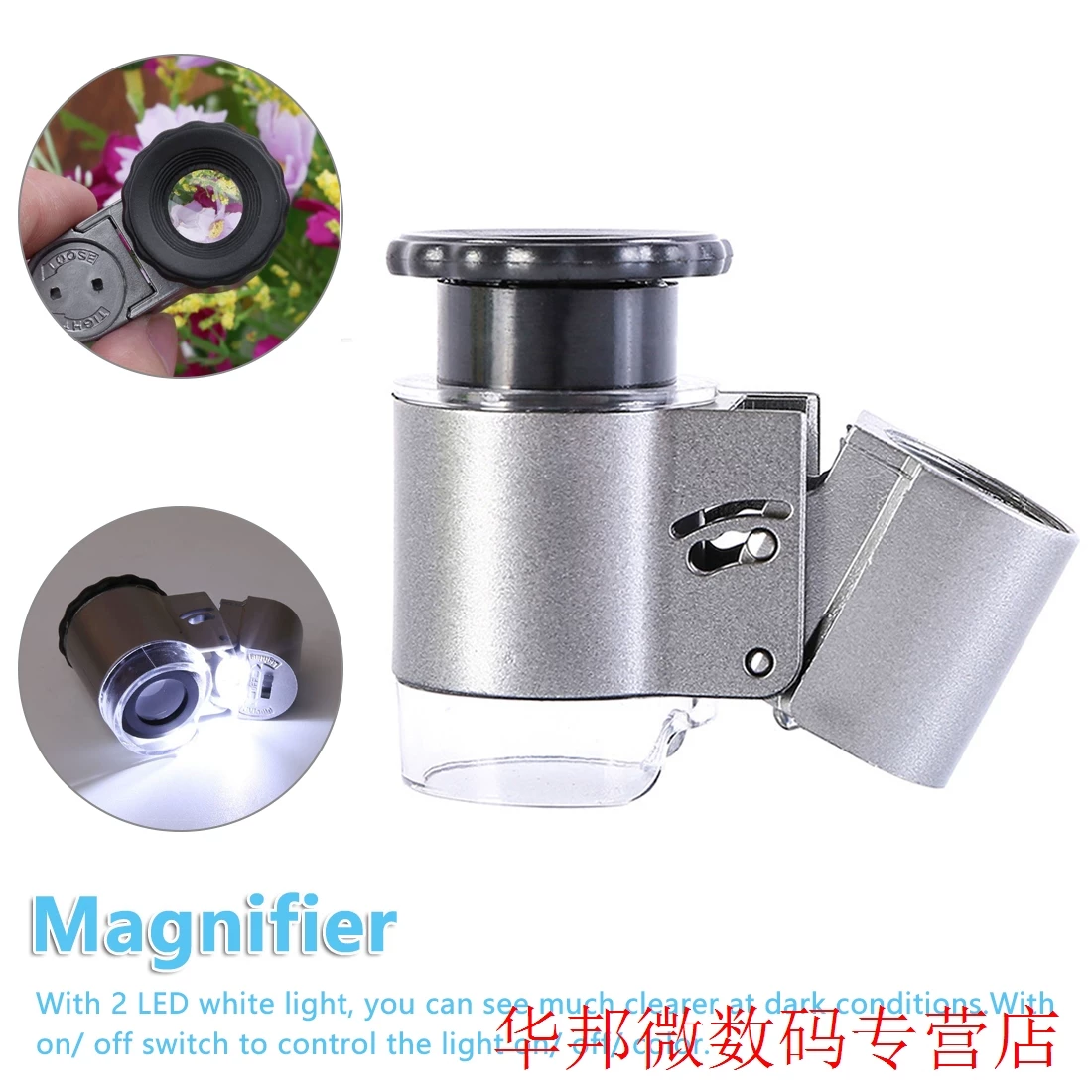 [50X Handheld Magnifying Glass Mini Pocket Microscope Loupe C]
