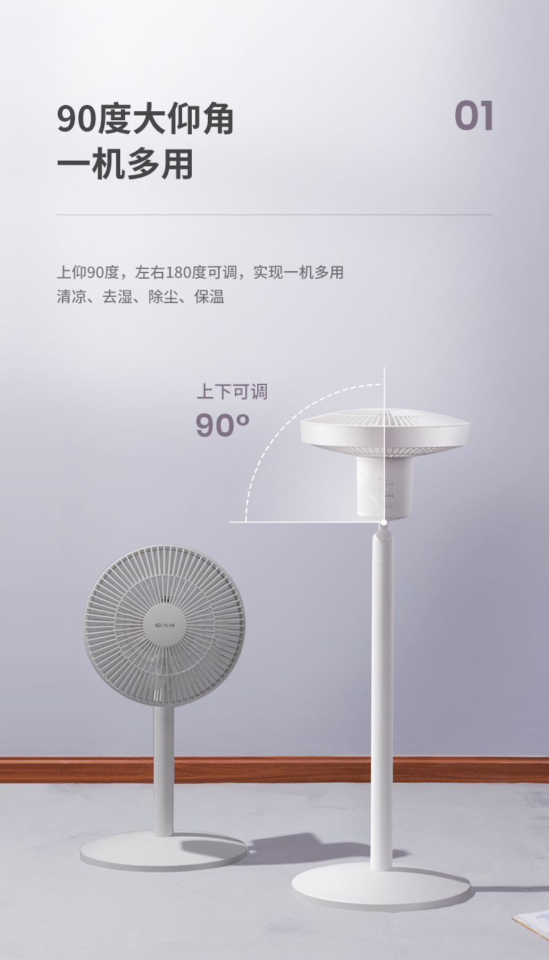先锋 DXH-S6 18叶蝉翼扇叶 直流变频落地循环扇电风扇 图5