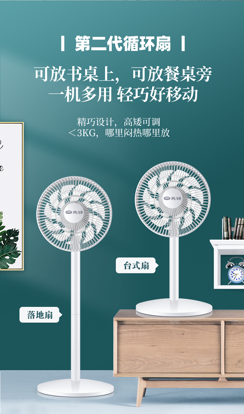 先锋 DXH-S6 18叶蝉翼扇叶 直流变频落地循环扇电风扇 图13