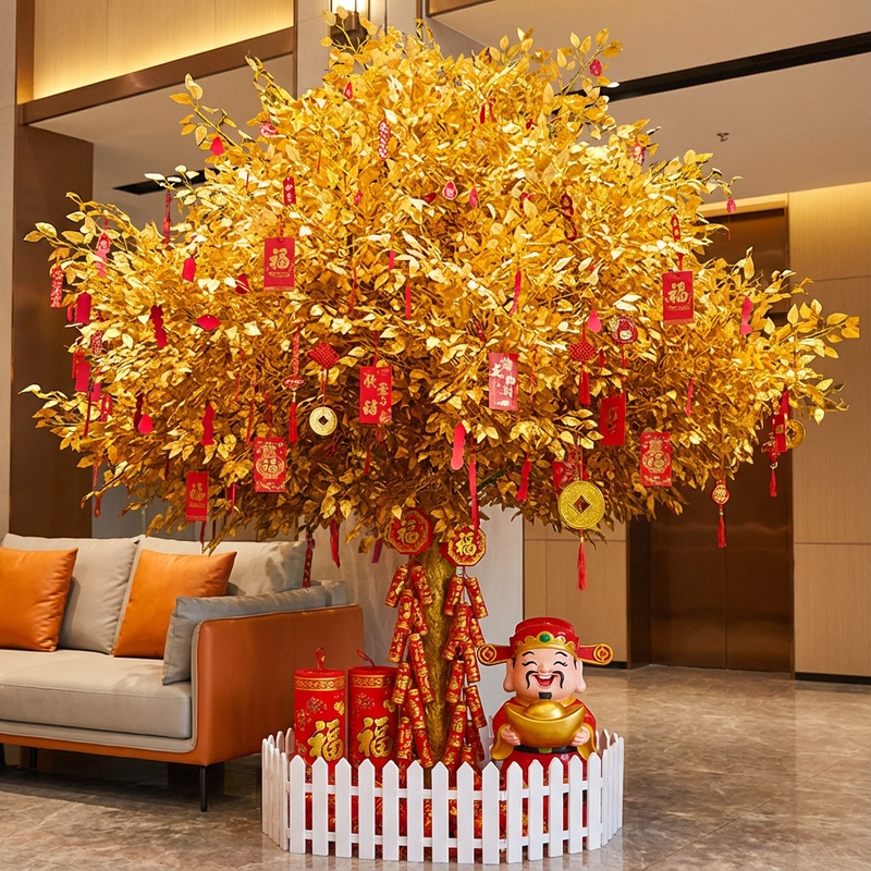 Artificial Money Tree, Wishing Tree, Fortune Tree, Money Tree, Mall New Year Atmosphere Decoration Tree Ornaments