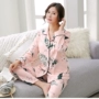 Đồ ngủ phụ nữ mùa xuân và mùa hè dài tay cotton dịch vụ nhà phụ nữ thỏ starling phù hợp với giản dị dễ thương dịch vụ nhà hoạt hình bộ ngủ