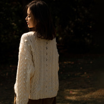 Cloud organization NO 48 warm and loose sweater material bag handwoven diy stick needle wool coarse wool line tutorial