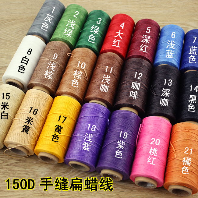 3 Axes Woo Cards 1mm Flat Wax Thread Hand Stitched Polyester Fiber Line Can Sintering Handmade DIY Leather Line