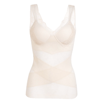 Waist-cinching lightweight comfortable wire-free cup-in-one all-in-one body-shaping bra lace back-shaping top for women summer
