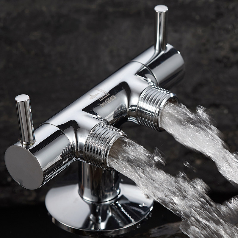 Submarine three-way corner valve one-two-way corner valve double out three-head one-in-two washing machine two-dip water