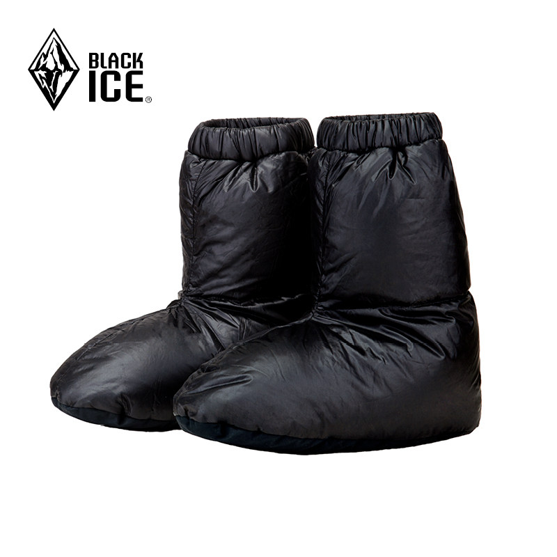 Black ice outdoor ultra-light down foot cover home warm socks cover white goose down camp boots down socks tent shoes men and women