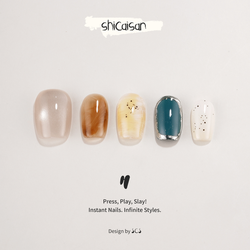 Ten Colors Three【Oil Painting Texture】Purely Handmade Wearable Nails 2026 Short Style High-End Hand-Painted Gradient Smudged Cat Eye