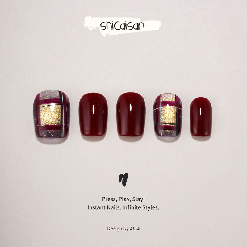 Ten Colors Three【Roman Holiday】Handmade Wearable Nails 2026 Short Style High-End Red New Year Whitening Cat Eye