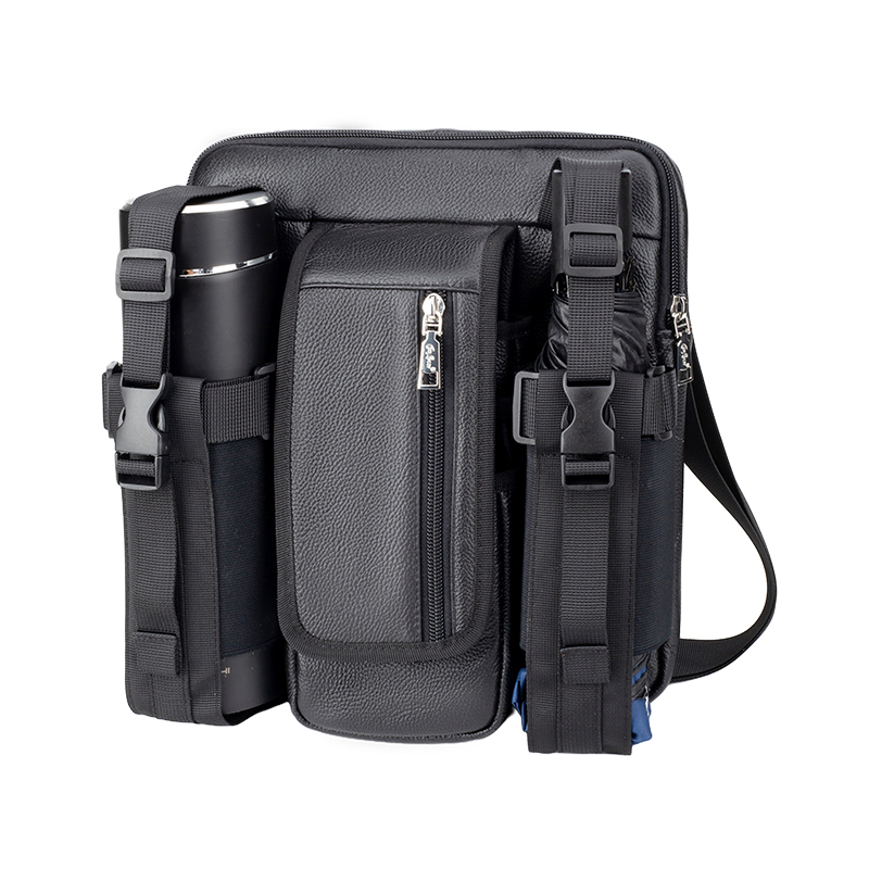 [Cowhide Fabric] 2025 Men's Single Shoulder Crossbody Bag with Large Capacity, Phone Compartment, Water Bottle and Umbrella Pouch, Casual Bag