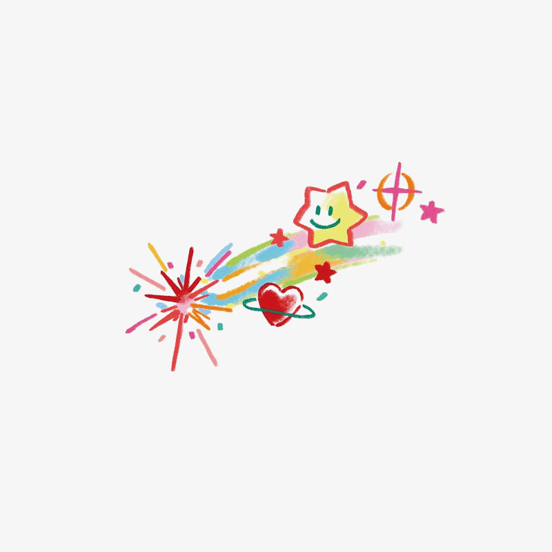 Girl Dopamine Colorful Meteor Cartoon ins Style Korean Fun Concert Decoration Temporary Tattoo Stickers