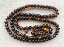 Attached with appraisal certificate pure natural Fushun amber black flower pearl 6mm necklace 108 beads beads