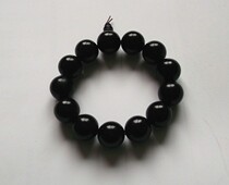 Fake 1 compensate ten Fushun coal essence pure natural coal essence pure hand-made round bead bracelet 18mm