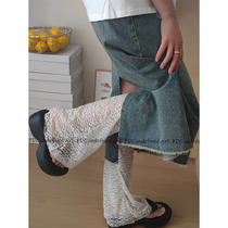 y2k white lace calf socks hot girl socks Japanese calf covers wide leg trumpet socks summer sun protection thin