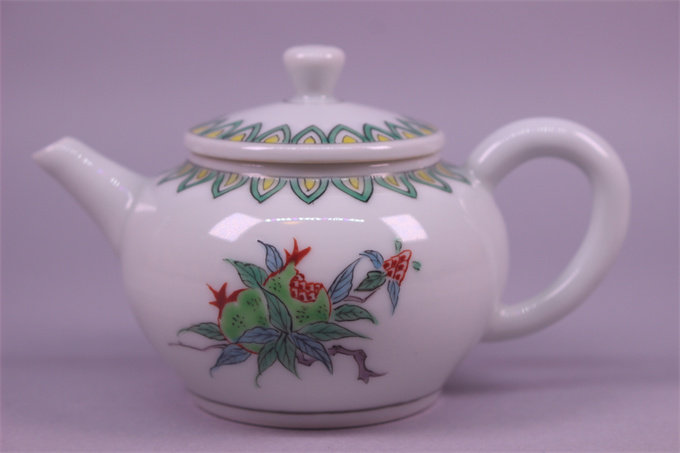 煎茶道具 平安与三造 青花染付側手急須 煎茶道具 急須 染