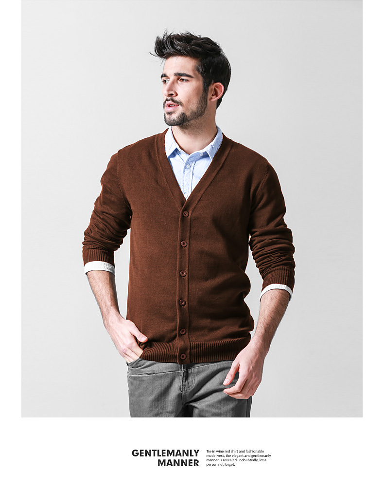 Maji Hàng Dệt Kim Nam Cardigan Mặc Mùa Thu Màu Rắn V-Cổ Áo Khoác Mỏng Dài Tay Áo Giản Dị Nam Áo Len Z1522