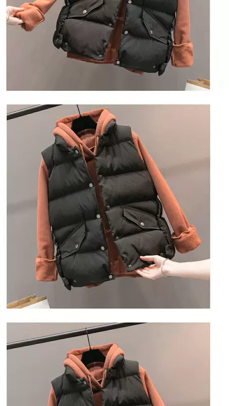 Áo khoác cotton nữ ngắn đoạn 2018 thu đông mới phiên bản Hàn Quốc của áo vest trắng không tay áo vest đứng cổ áo vest thủy triều