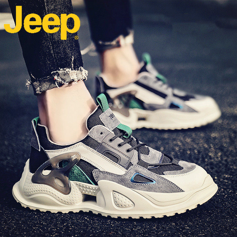 JEEP Jeep Men Shoes 2023 New Tide Shoes Casual Shoes Men's Summer Breathable Leather Daddy Shoes Men