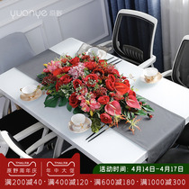 Table Flowers Swing Table West Dining Room Long Table Emulation Flower Fake Flowers Hotel Upscale Prototype Board Room Modern Decoration Silk Flowers