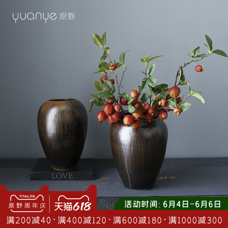 New Chinese Ceramics Large Simulation Vase Living Room Home Creative Pottery Art Decorations Pendulum Pieces Flower Arrangement Craft Gift Pendulum Decorated Porcelain