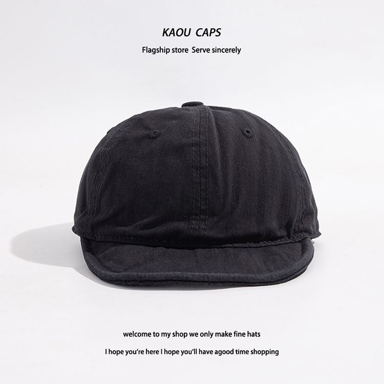 Washed and distressed short brimmed duckbill Korean version versatile trendsetter soft top couple work outfit baseball_voghion.com