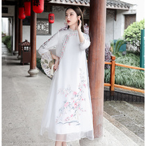 Chinese style improved cheongsam 2021 summer daily retro loose size young girl embroidery dress female