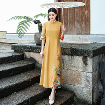 Cheongsam womens summer improvement long retro temperament 2021 New Republic of China wind slim high-end embroidered dress