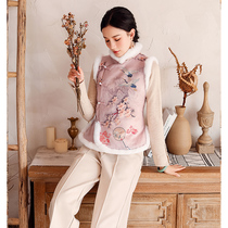 Chinese style vest women 2021 autumn and winter vest Tang jacket modified cheongsam Chinese style small cotton padded jacket women