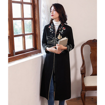 Woolen coat womens long 2021 autumn and winter New Chinese style thick thin warm temperament woolen coat women