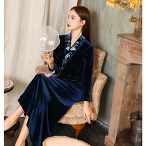Golden velvet improved cheongsam V collar dress women 2020 Autumn Winter women long sleeve retro Chinese style
