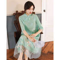 Improved version of cheongsam 2021 new young retro dress Chinese style large size loose version of womens dress